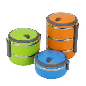 Long design lock round shape stainless steel bento lunch box stackable original design box