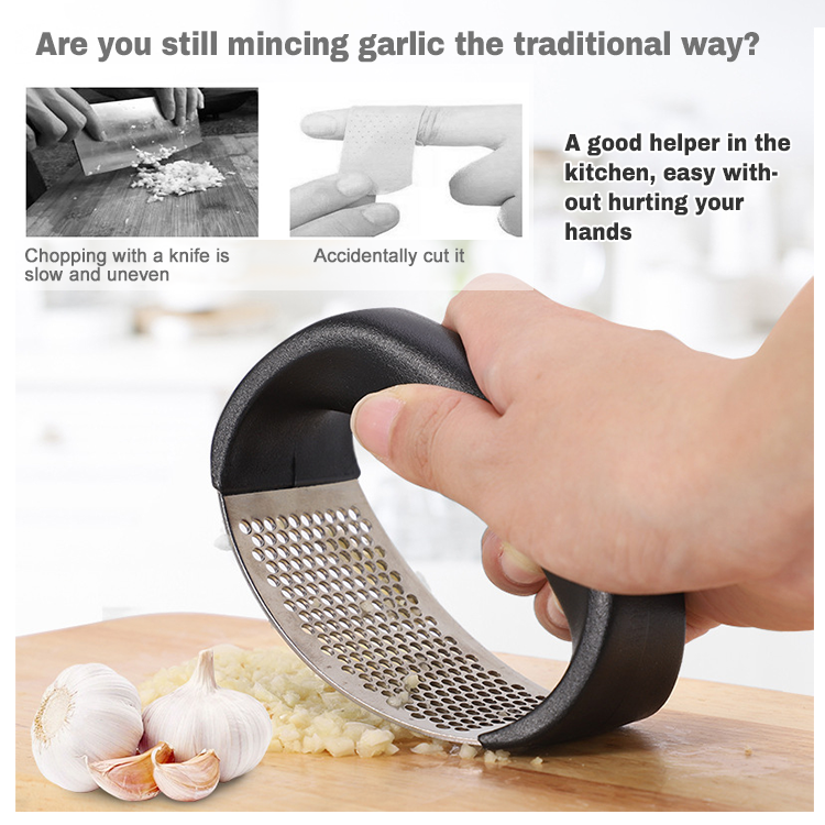 New Hot Kitchenware Hand Chopper Manual Tabletop Garlic Press Crusher Stainless Steel Garlic Presser