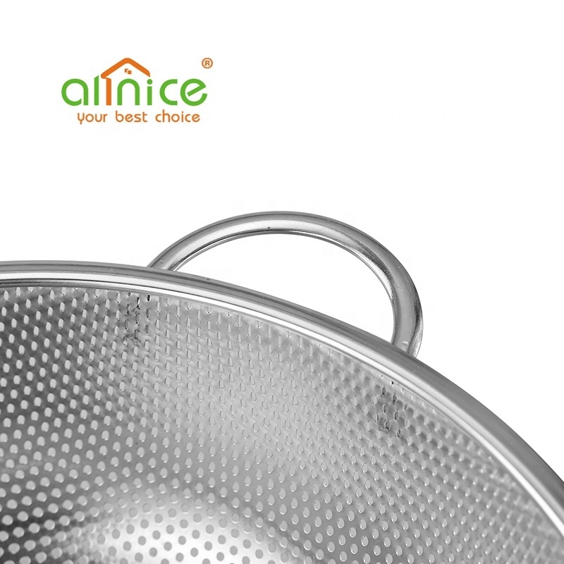 Multi-fuction Stainless Steel Colander Fruit Basket Rice Sieve with Handles