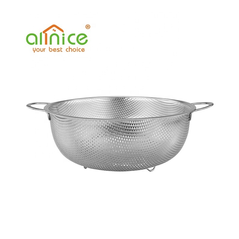 Multi-fuction Stainless Steel Colander Fruit Basket Rice Sieve with Handles