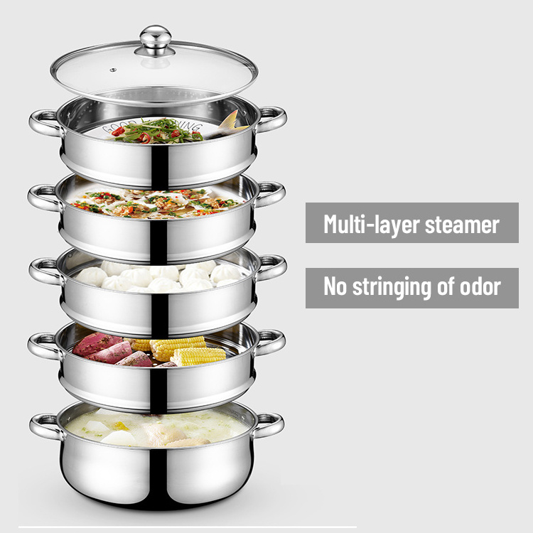 High Quality Multilayer Steamer Insert Cooking Pot 410 Stainless Steel Food Steamer