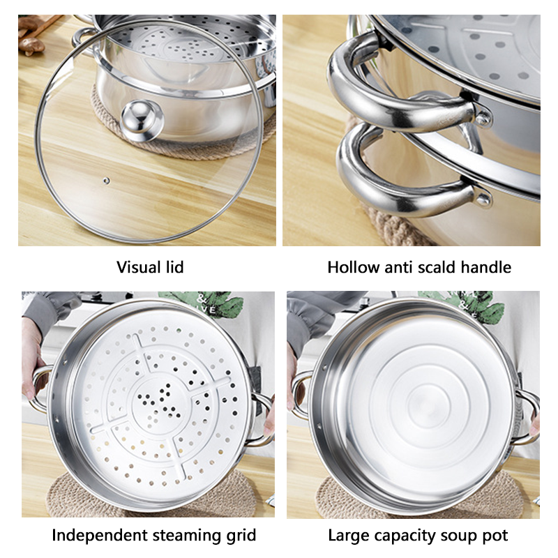 High Quality Multilayer Steamer Insert Cooking Pot 410 Stainless Steel Food Steamer