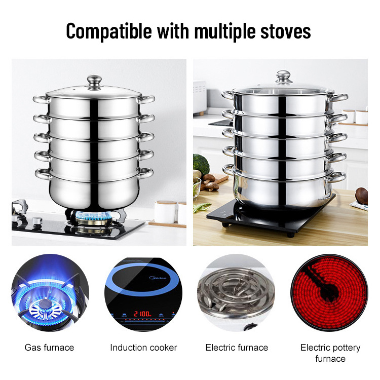 High Quality Multilayer Steamer Insert Cooking Pot 410 Stainless Steel Food Steamer