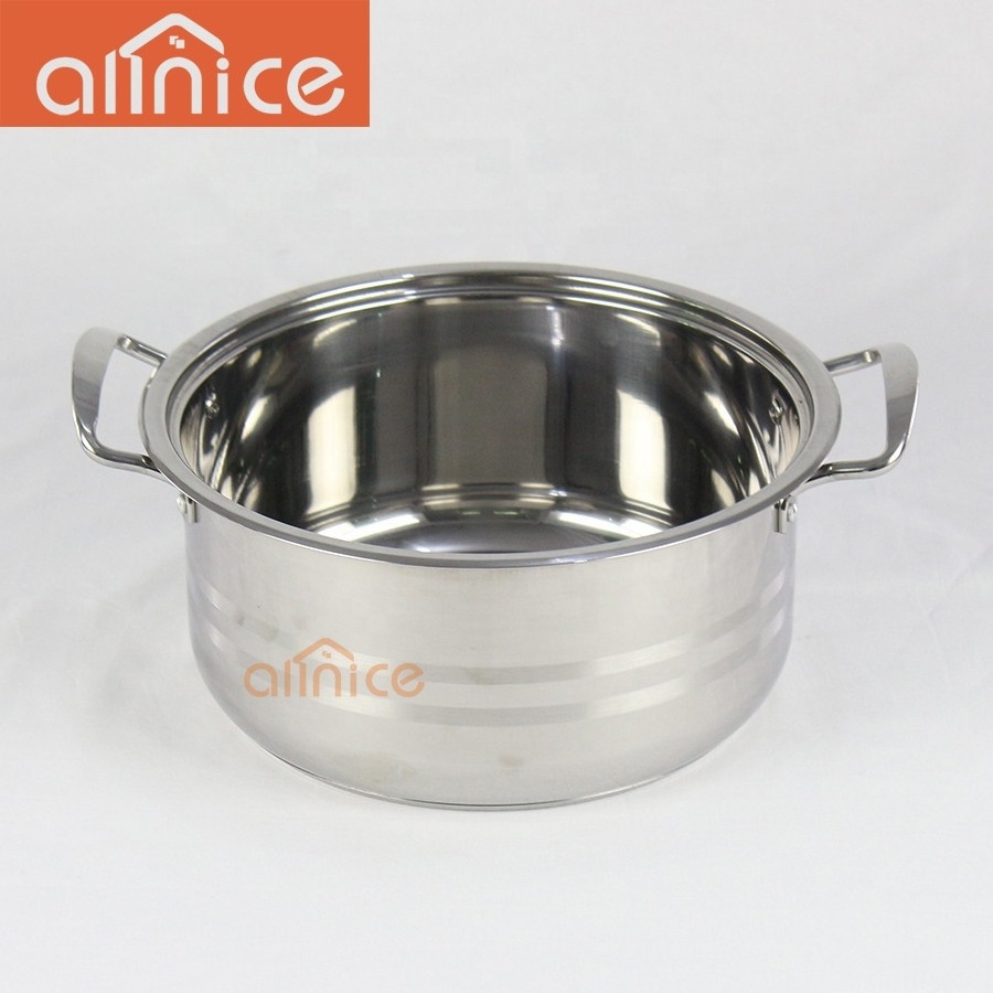 410 steel big size kitchen cookware pot 5pcs set large capacity cooking pot with escapsulated bottom