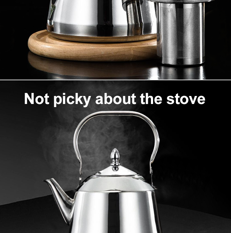 Hot Sale 1.5l 2l Stove Top Gas Induction Water Boiler Kettle 201 Stainless Steel Tea Pots Kettle