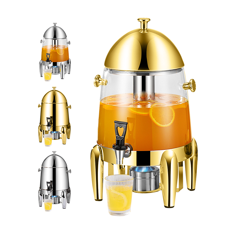 Wholesale Large Capacity 12 Litre Party Insulated Water Fruit Drink Juice Dispenser Golden Stainless Steel Beverage Dispenser