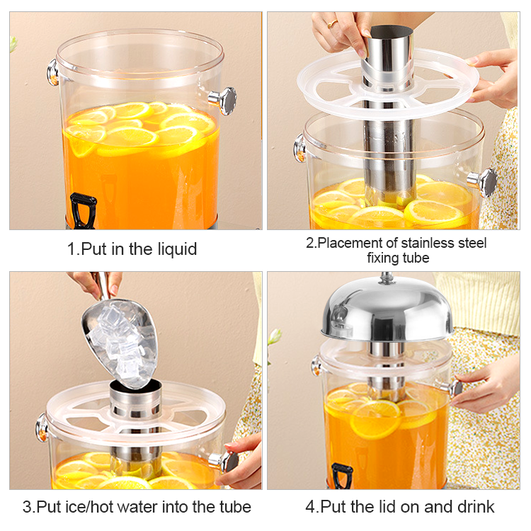 Party Insulated Juice Tank Drink Dispenser Plastic Cold Juice Soda Beverage Dispenser With Steel Base