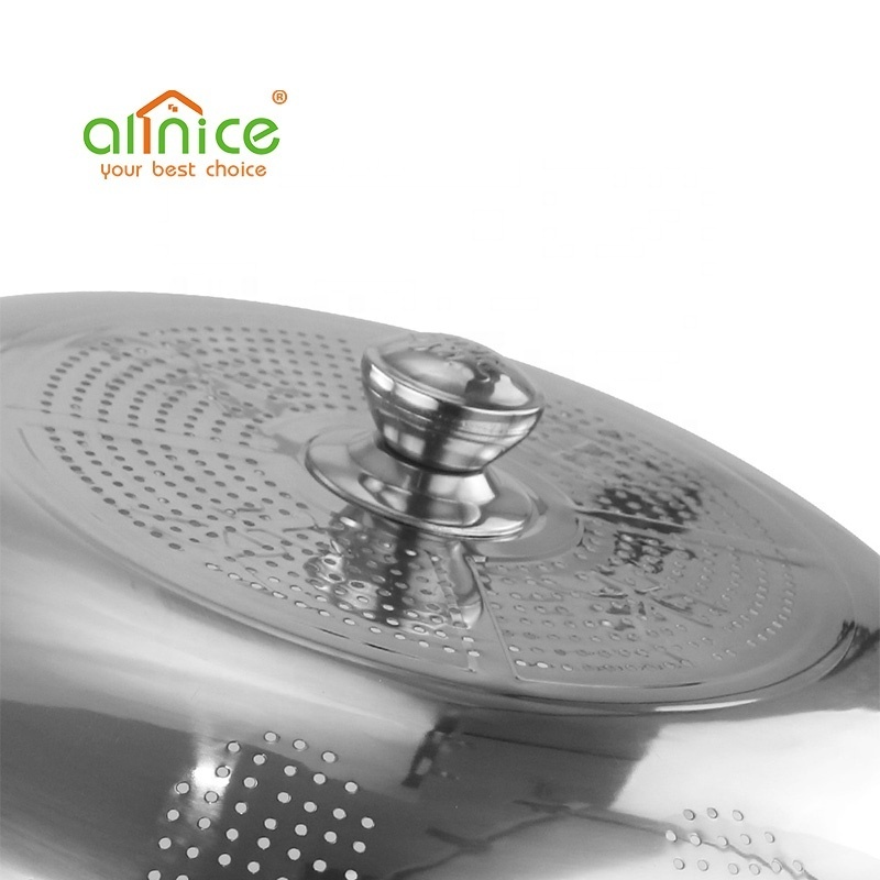 Kitchen Accessories Stainless Steel Dome Dish Plate Food Cover With Holes Cooking Pot Lid