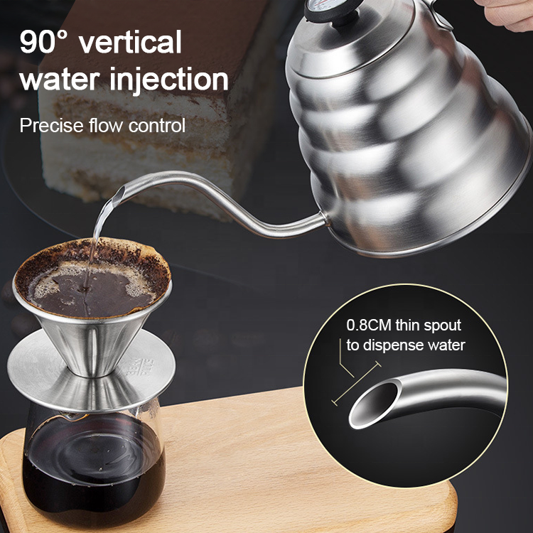 Wholesale 1.2l Pour Over Coffee Water Heater Stainless Steel Gooseneck Coffee Kettle With Thermometer