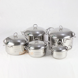 410 steel big size kitchen cookware pot 5pcs set large capacity cooking pot with escapsulated bottom