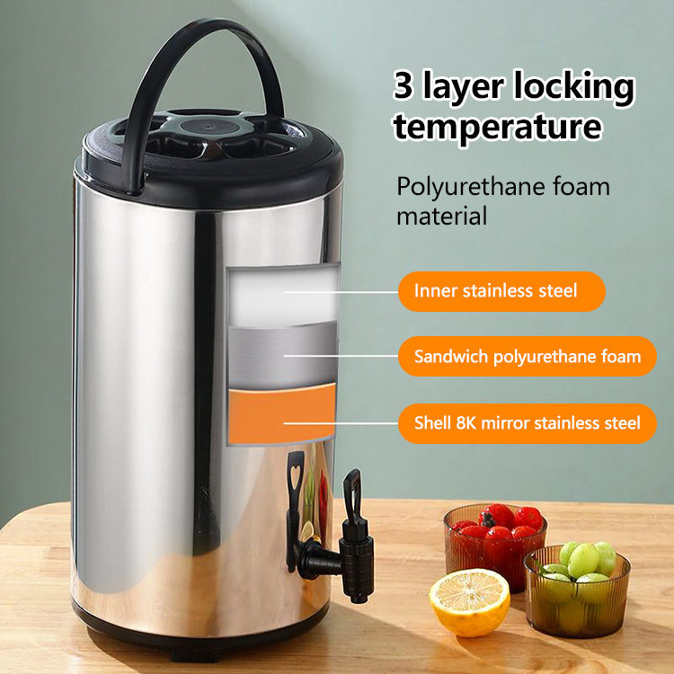 Commercial Hot And Cold Beverage Dispenser Stainless Steel Fruit Banquet Milk Juice Tea Dispenser With Tap