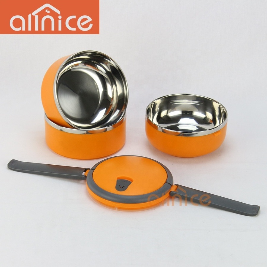 Long design lock round shape stainless steel bento lunch box stackable original design box