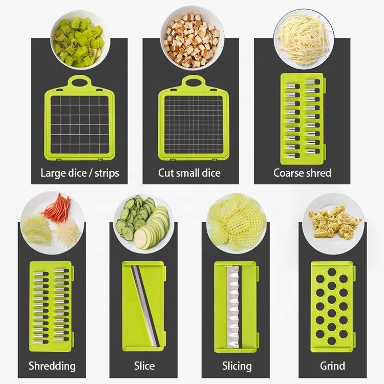 12 In 1 Multifunction Hand Ginger Garlic Veggie Chopper Set Vegetable Slicer Dicer Cutter Chopper