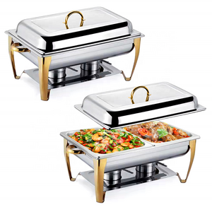 Hotel Restaurant Buffet Large Capacity 11 Liter Gold Chaffing Dishes Stainless Steel Chafing Dish For Sale