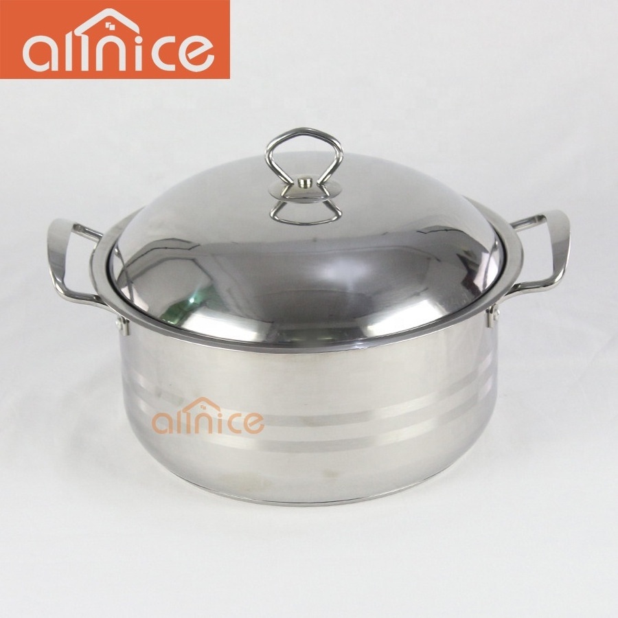 410 steel big size kitchen cookware pot 5pcs set large capacity cooking pot with escapsulated bottom