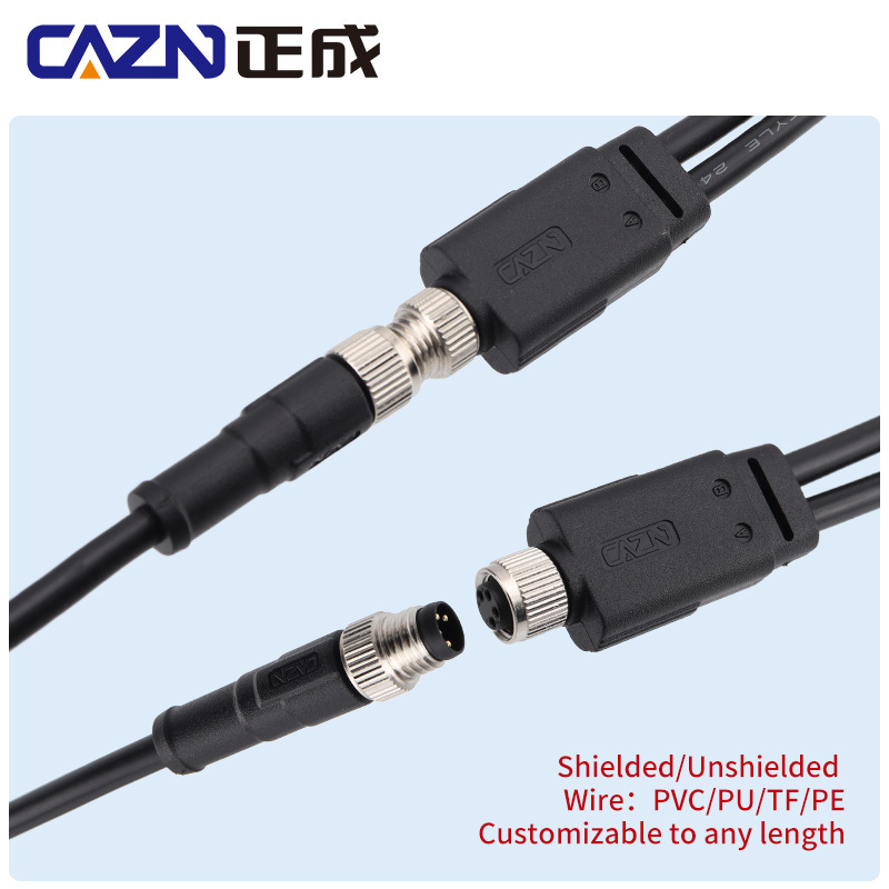 M8 male splitter into 2 female overmolded plug 1meter PVC cable connector M8 Y cable