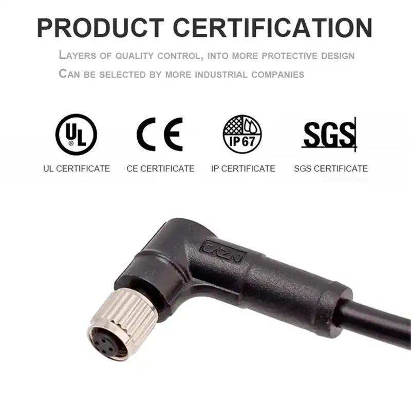 M5 4pin Cable Overmolded Male 4 Pin Connector PVC 4-pin Cordset connector plug