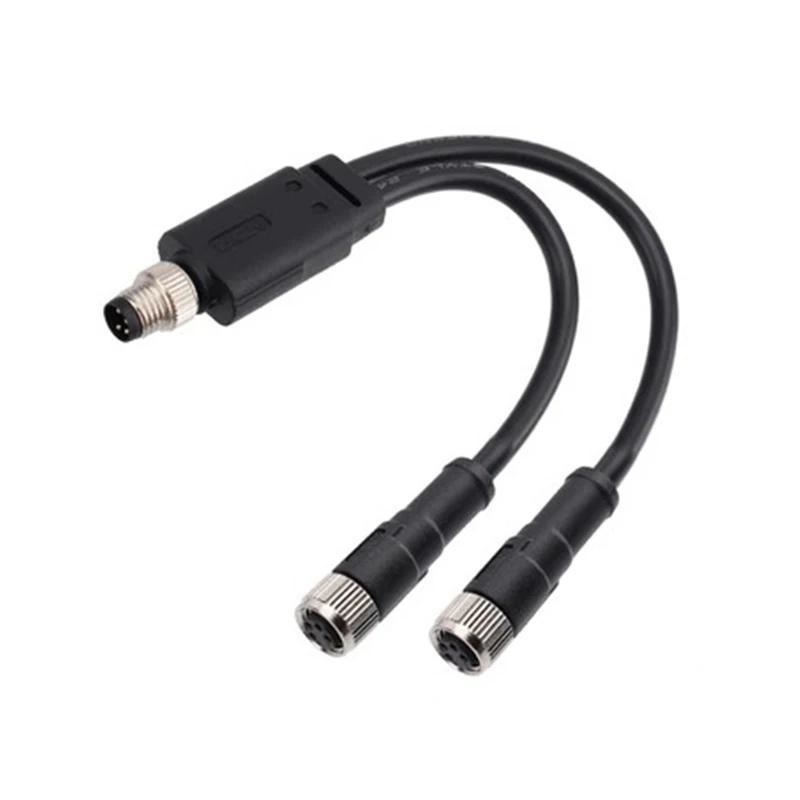 M8 male splitter into 2 female overmolded plug 1meter PVC cable connector M8 Y cable