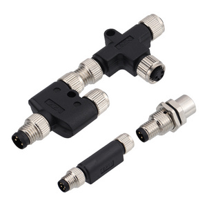 M8 Y type A code adapter connector 1 male to 2 female splitter connector 3 4 5 6 Core T-Type Splitter Connector