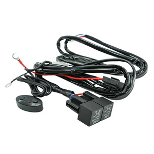 High Quality Motorcycle Headlights LED  Lamp Wiring Harness Assembly with 40A/12VDC Relay Button Switch Ring Terminal