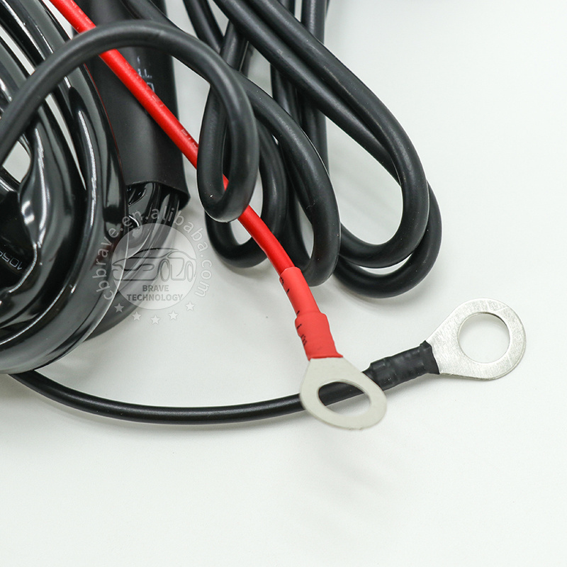 High Quality Motorcycle Headlights LED  Lamp Wiring Harness Assembly with 40A/12VDC Relay Button Switch Ring Terminal