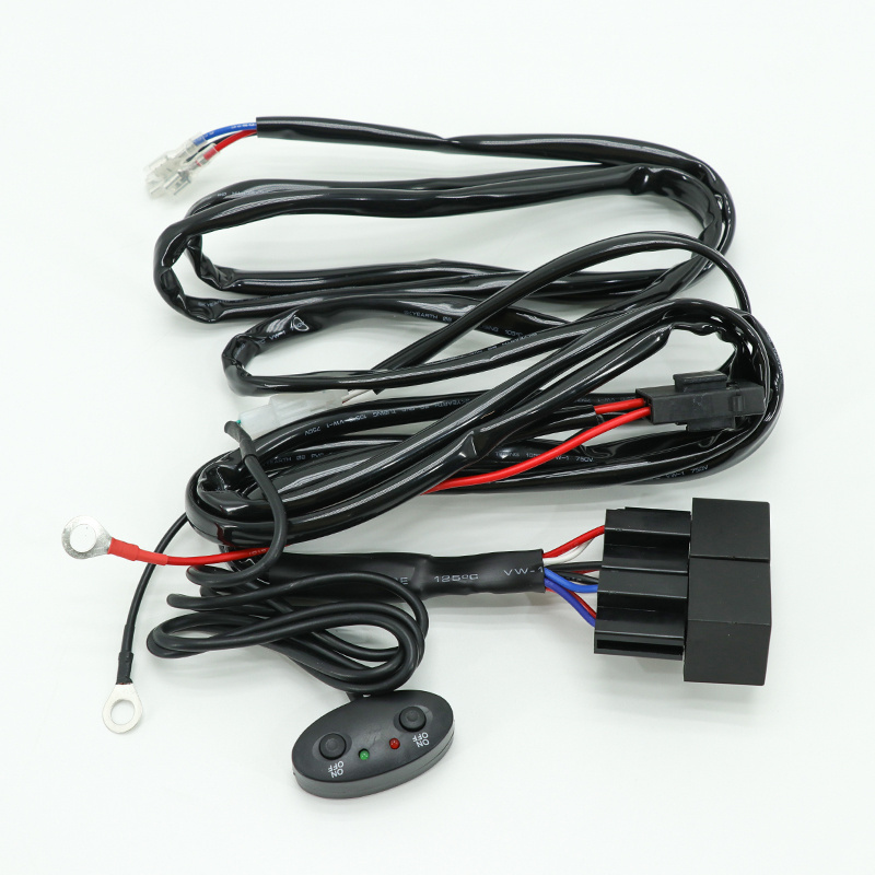 High Quality Motorcycle Headlights LED  Lamp Wiring Harness Assembly with 40A/12VDC Relay Button Switch Ring Terminal