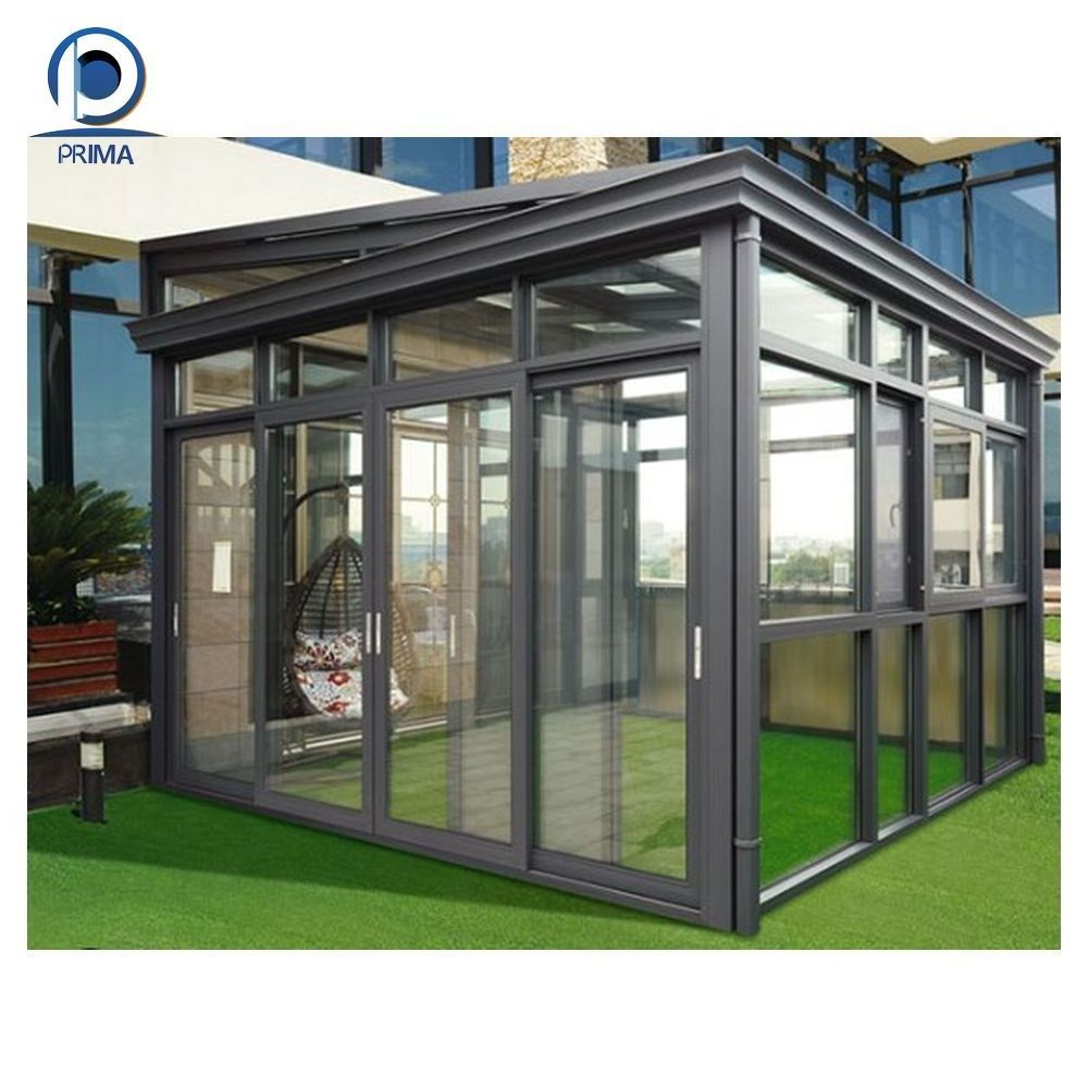 CBDMART Portable Victorian Custom Size Sunroom Outdoor Patio Rolling Louvered Roof Aluminum Sunroom Gazebo Pergola Glass Sunroom