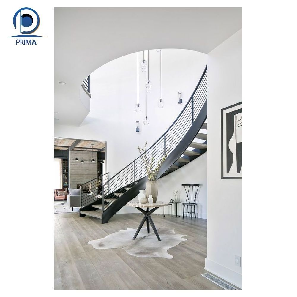 Prima Curved Staircase With Open Riser Curved Staircase Kits Traditional Style Curved Staircase Glass Railing Designs