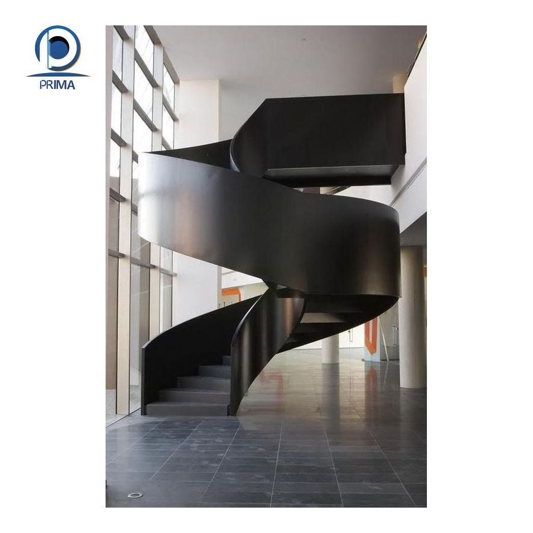 CBDMART Outdoor Modern Steel Staircases Design Curved Staircases Wooden Staircase Design