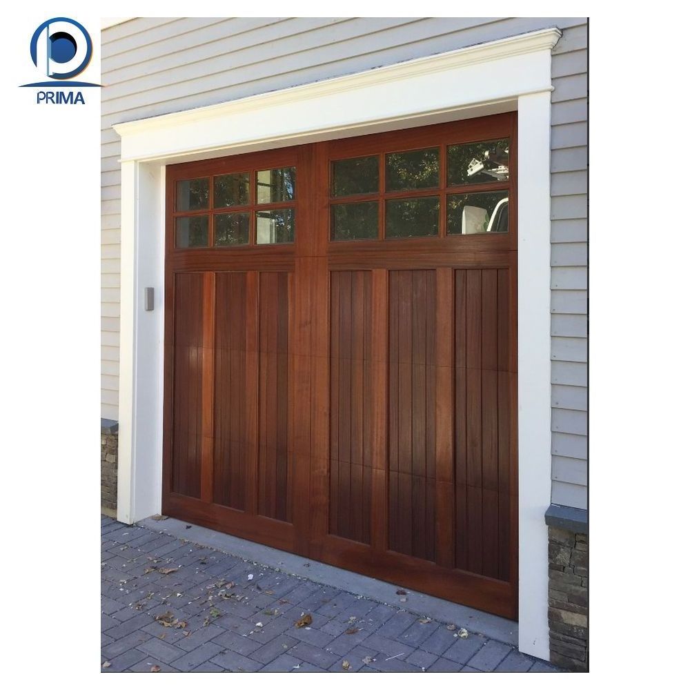 Prima simple design wood grain garage door low cost wood garage door modern Chinawood veneer garage doors