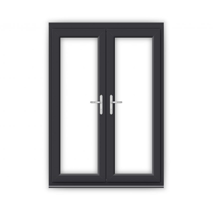 Double swing doors one fixed door aluminum alloy frame glass casement doors for kitchen