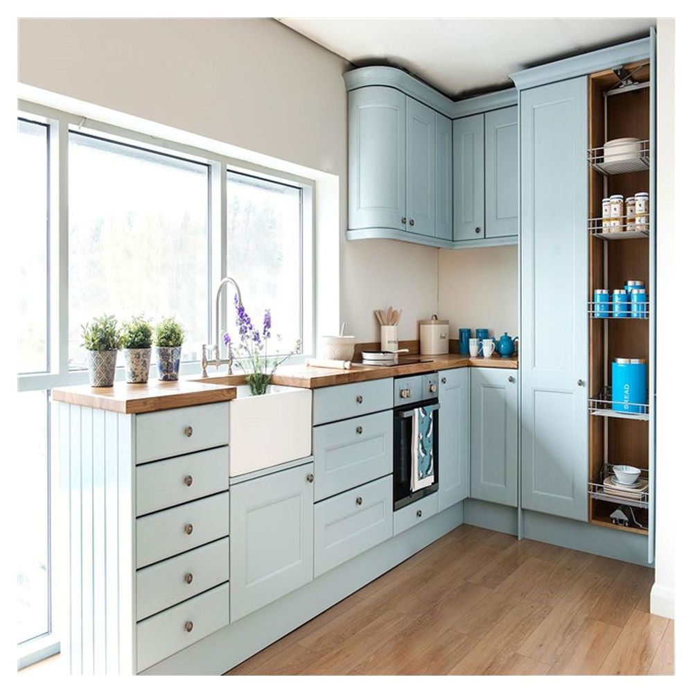 Prima Standard Solid Wood High End Luxury Mint Green Mobile Home Kitchen Cabinets Modern Style Cabinets