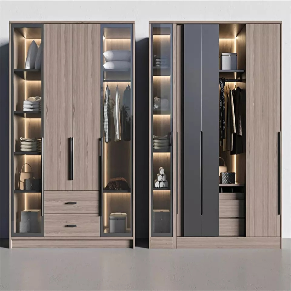 CBDMART Wardrobe Black Color High Quality Wardrobe Design Metal Steel Clothes Cabinet Armoire