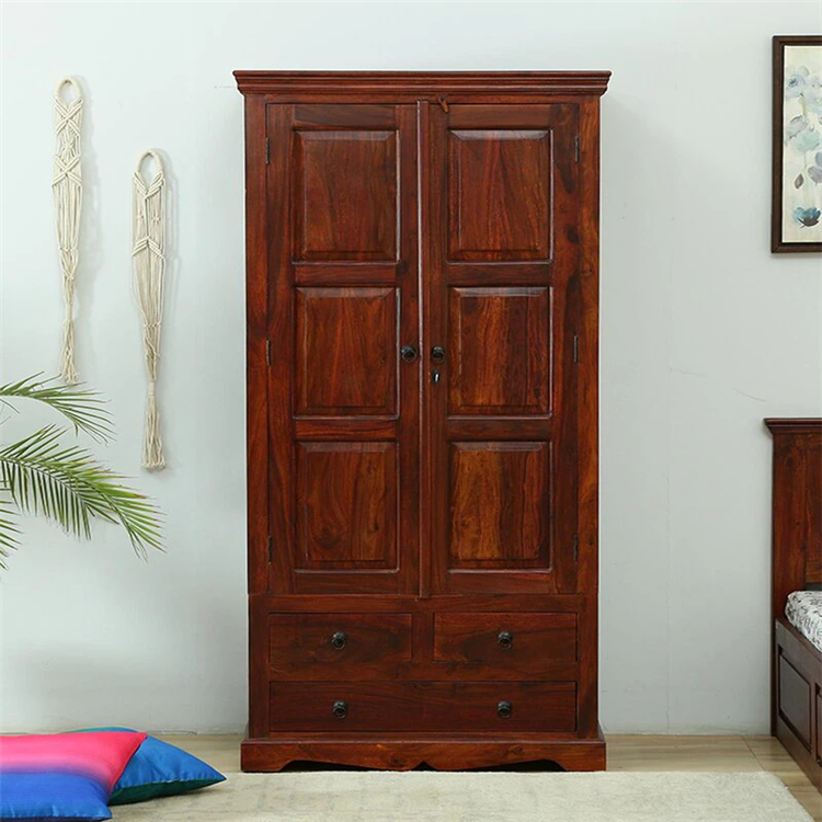 CBDMART Furniture Storage Solid Wood Bedroom Dark Walnut Color Home Wood Wardrobe