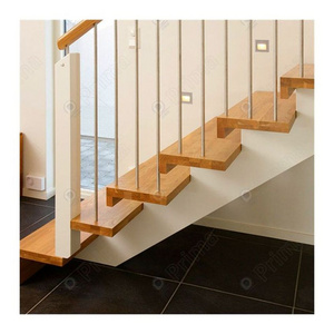 CBDMART Hotel Design Floating Stair Wooden Tread Brackets Indoor Suspend Stair Home Floating Stair Case