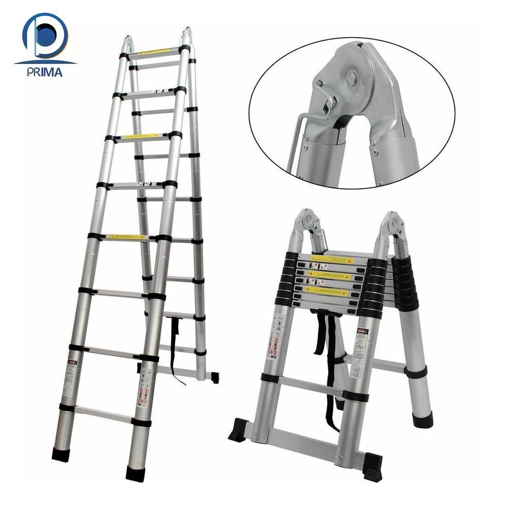 CBDMART Modern Design Aluminium Ladder Aluminium Folding Stairs Compact Folding Ladder