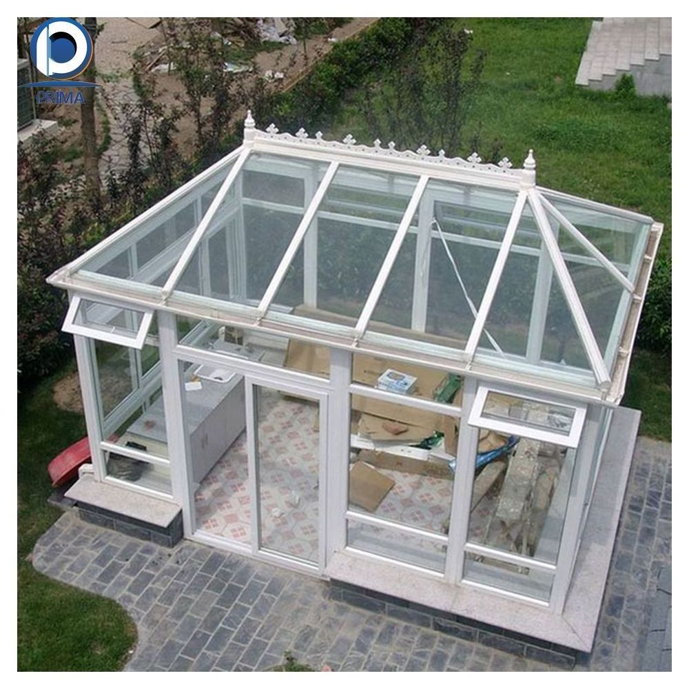 Prima  Tempered Insulated Glass Greenhouse Sunroom Gazebo Aluminum Frame Retractable Awning Roof Sliding   Houses