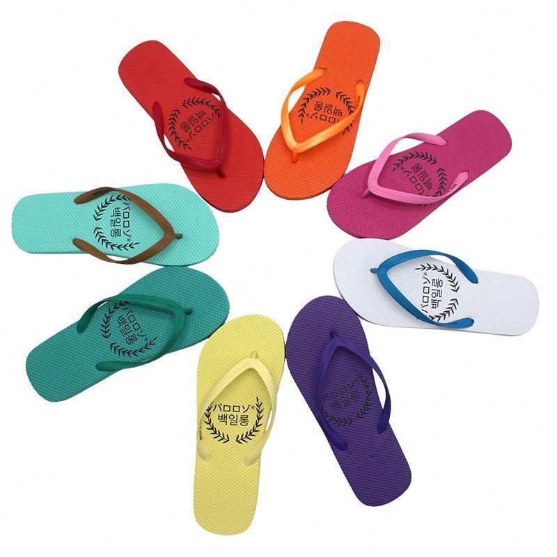 Wholesale Promotional Colorful Printed Women Flip Flops Cheap Price EVA Rubber Beach Slippers  Custom Various Brands Flip Flops