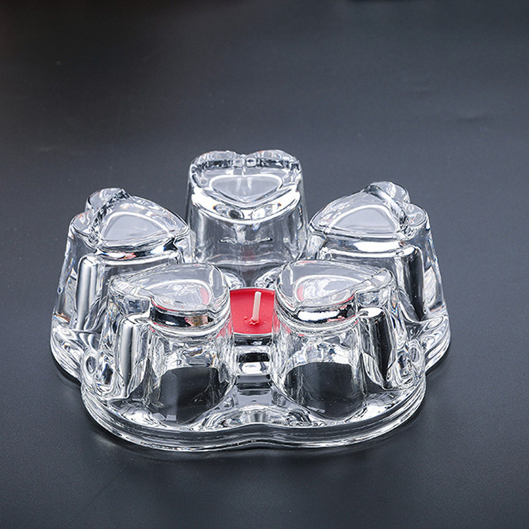 Factory manufacturer heart-shaped glass teapot warmer wax candle heater base