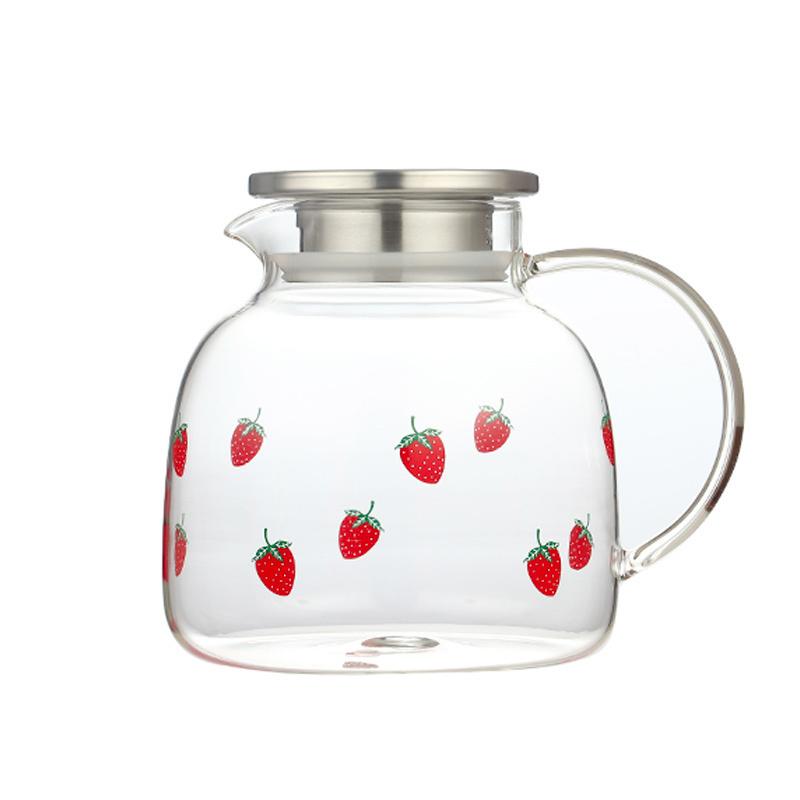 strawberry glass water pot