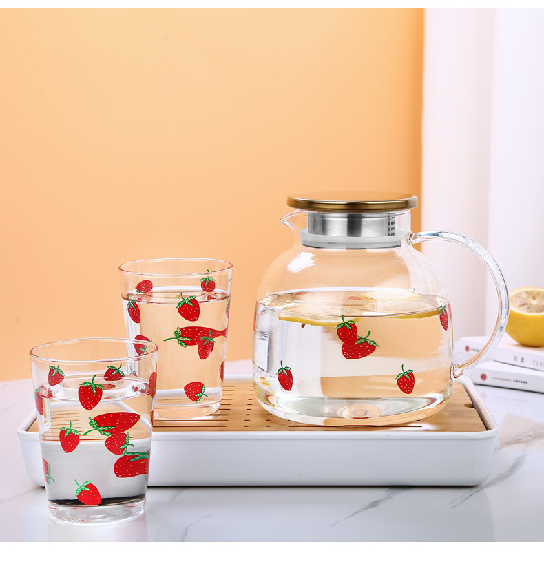 strawberry glass water pot