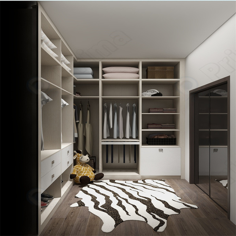 CBMmart Modern High-end Bedroom Wardrobe Stand Alone Closet With Glass Shelves Glass door Wardrobe