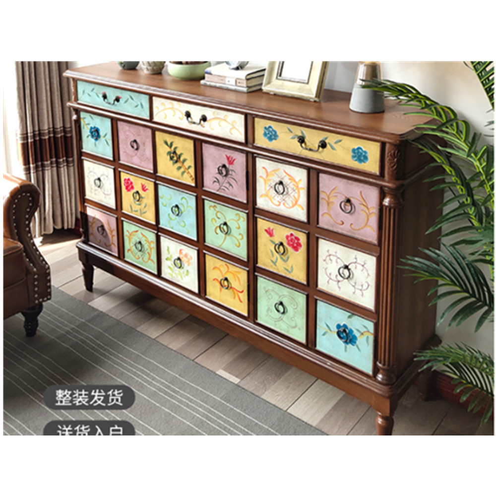 Classic American style design console table wood shoe cabinet