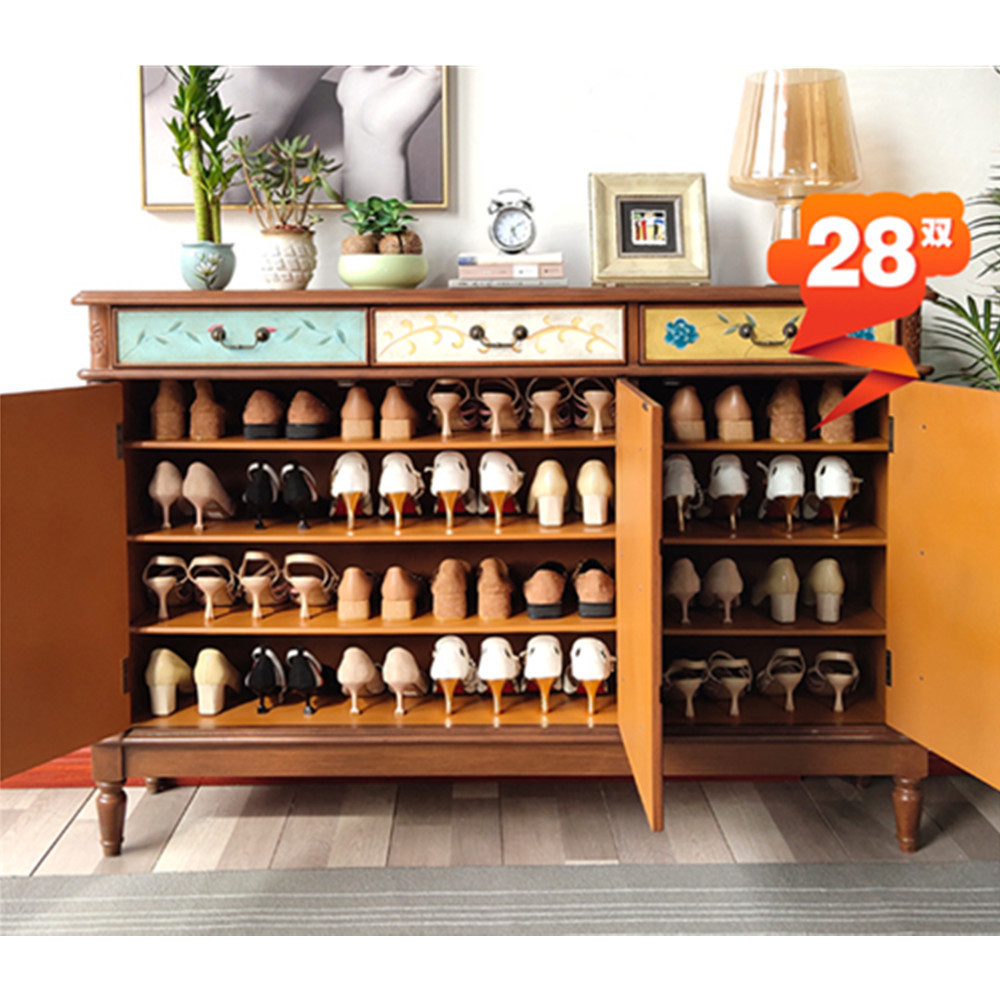 Classic American style design console table wood shoe cabinet