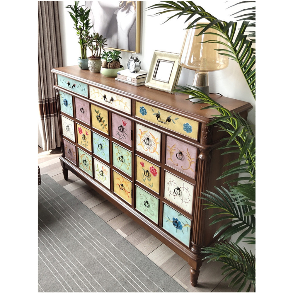 Classic American style design console table wood shoe cabinet