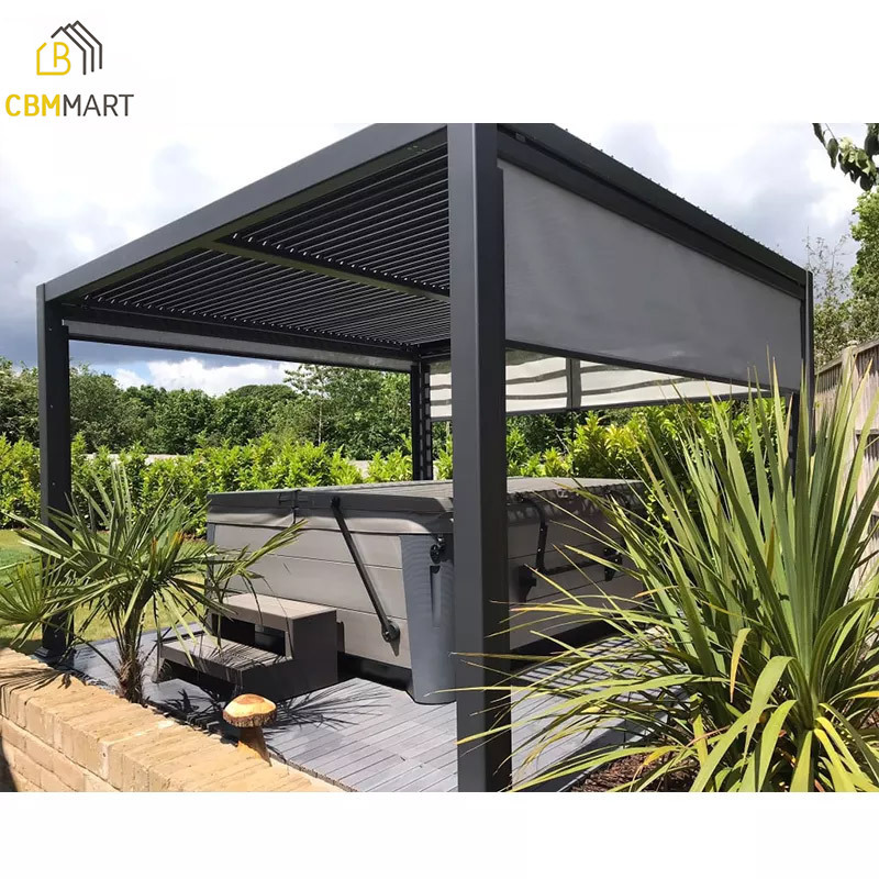 High Quality Outdoor Remote Control Louvered Roof Gazebo Used Arches Arbours Pergolas Aluminium Kits Retractable