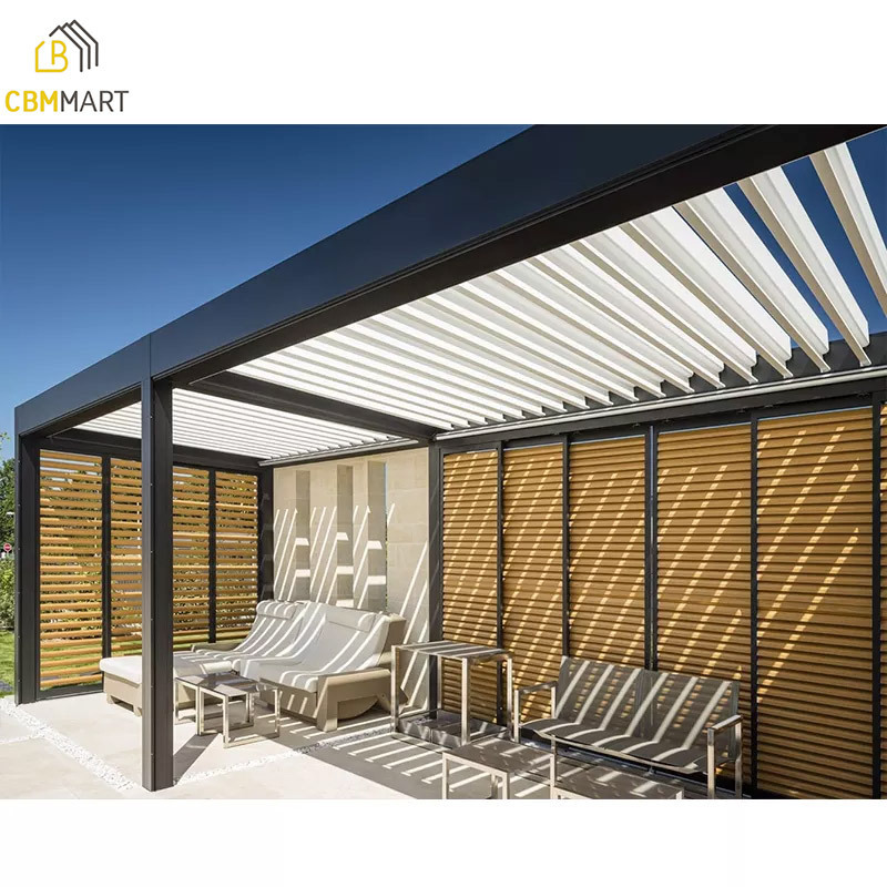 High Quality Outdoor Remote Control Louvered Roof Gazebo Used Arches Arbours Pergolas Aluminium Kits Retractable