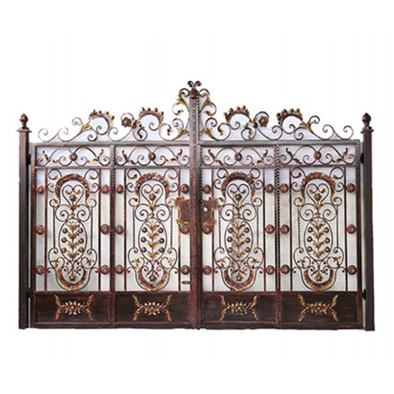 CBMmart Custom Design Tree Pattern Wrought Iron Driveway Gate Double Swing Electric/Manual Open Gates