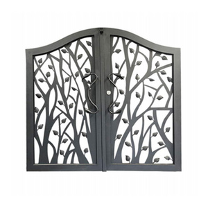 CBMmart Custom Design Tree Pattern Wrought Iron Driveway Gate Double Swing Electric/Manual Open Gates