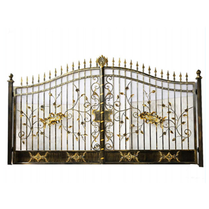 CBMmart Custom Design Tree Pattern Wrought Iron Driveway Gate Double Swing Electric/Manual Open Gates